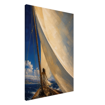 The Sail gallery-wrapped canvas product view showing the full vertical artwork.