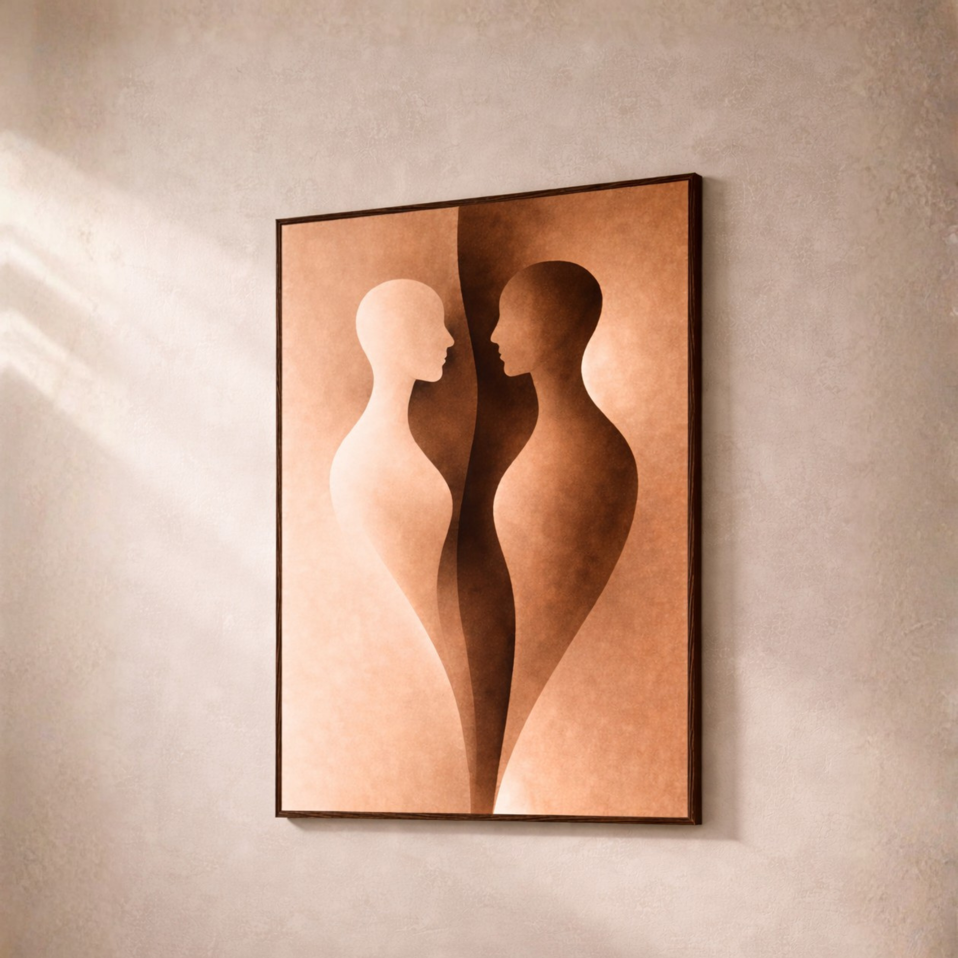 LunarHeartCo Internal Form I framed art featuring abstract proximity design in shades of blue and gray.