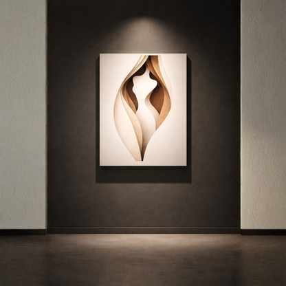 LunarHeartCo BODY CUT II Study Print wall art featuring abstract black and white geometric shapes on a white background.