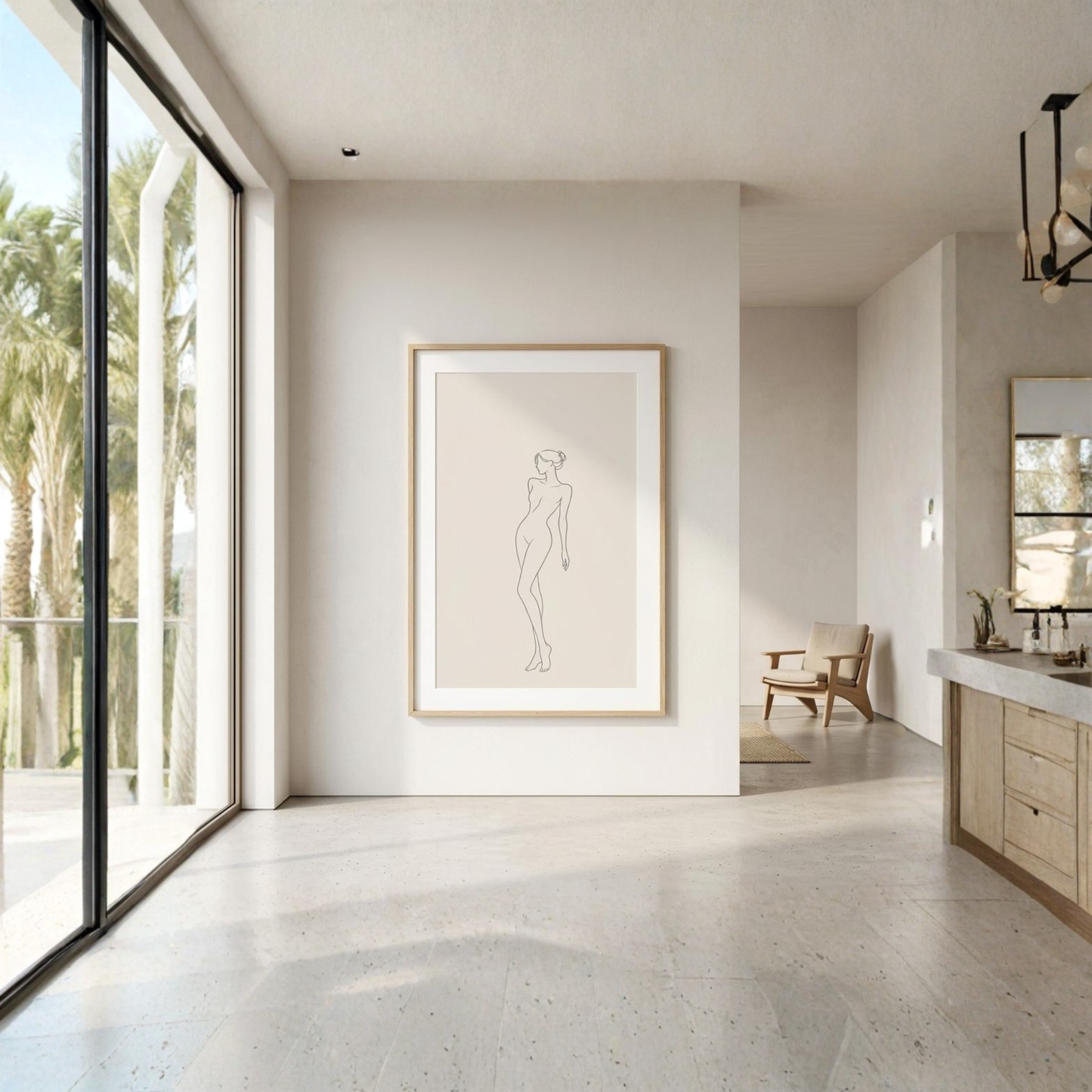 LunarHeartCo LINE STUDY II study print wall art featuring minimalist black and white line art design on a white background.