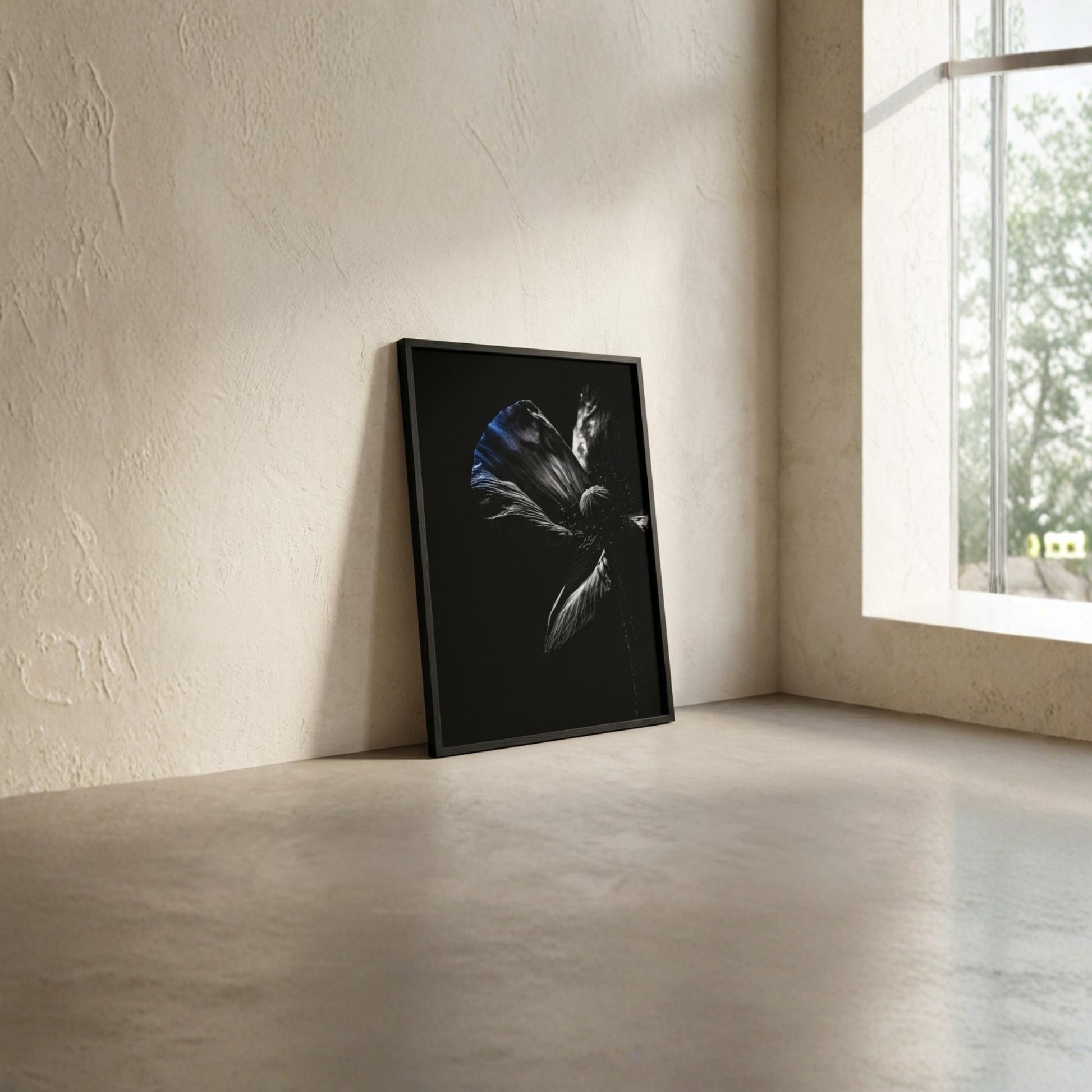 Framed fine art print titled "DESCENT I — CONTROL" by LunarHeartCo, 50×70 cm wall art with modern abstract design.