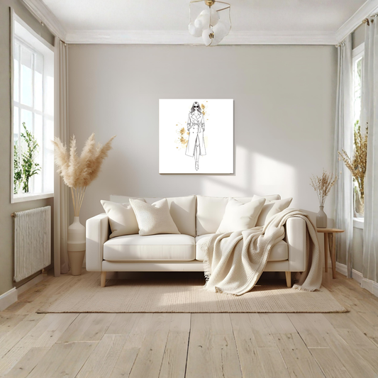 Minimal Line-Art Luxe Woman – 16×16 Fashion Canvas Wall Art - LunarHeartCo