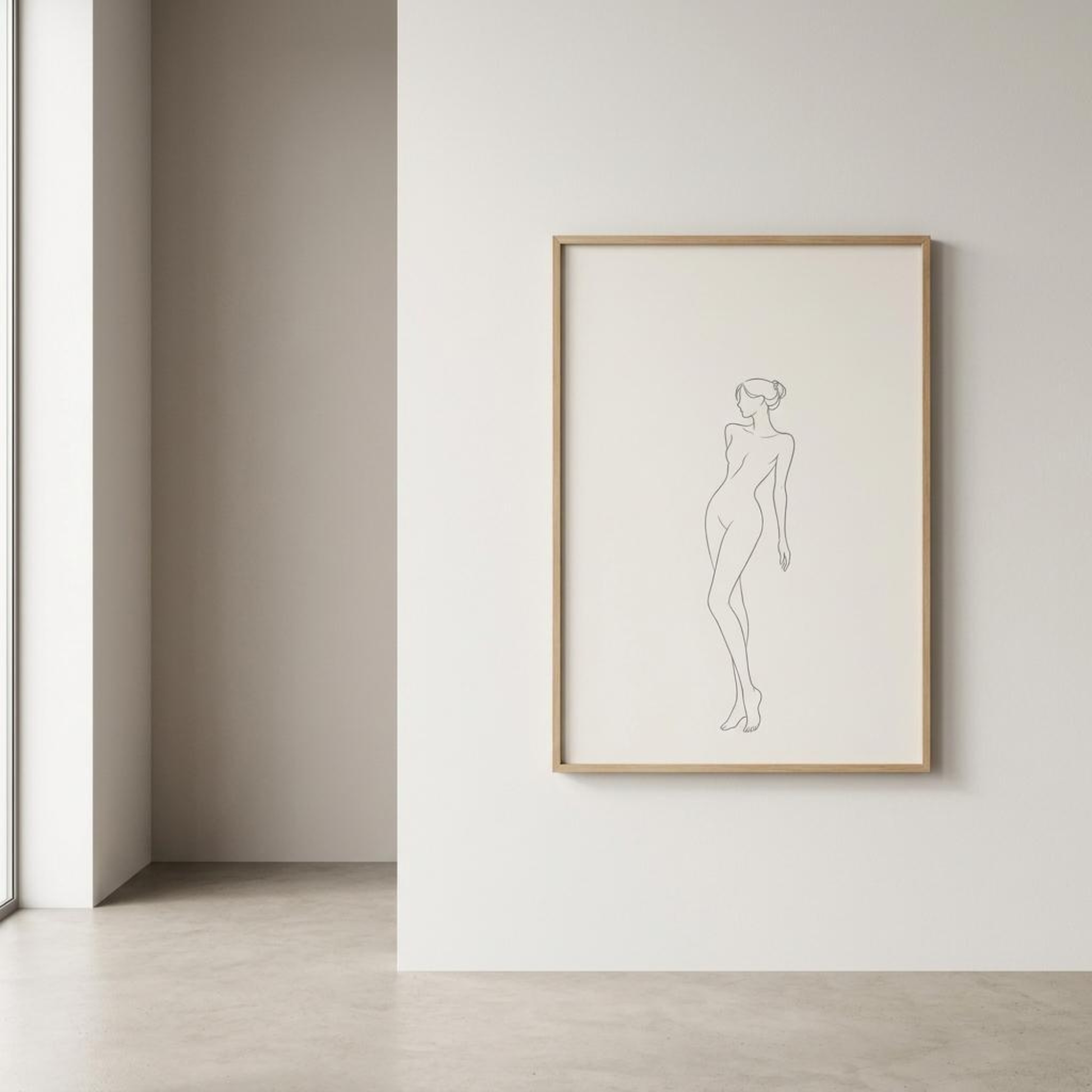 LunarHeartCo LINE STUDY II wall art print featuring minimalist black and white line drawings on a white background.