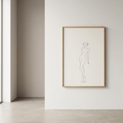 LunarHeartCo LINE STUDY II wall art print featuring minimalist black and white line drawings on a white background.