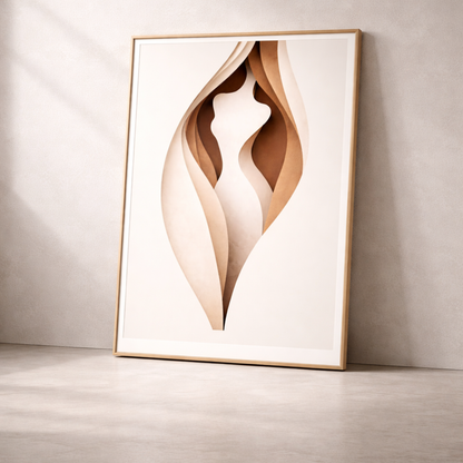 LunarHeartCo BODY CUT II study print wall art featuring abstract black and white geometric shapes on a white background.