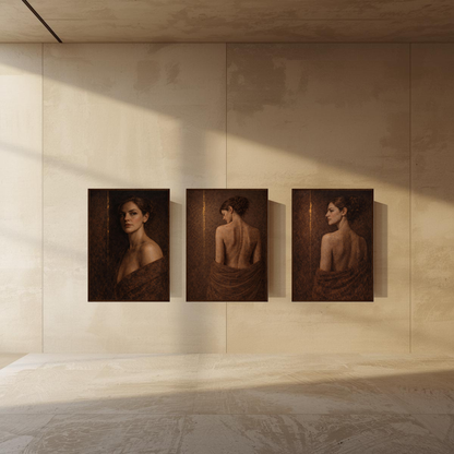 Fault Line — Complete 3-Piece Series, Contemporary Figurative Framed Art (50×70 cm) - LunarHeartCo