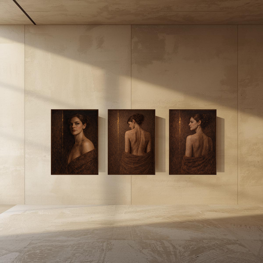 Fault Line — Complete 3-Piece Series, Contemporary Figurative Framed Art (50×70 cm) - LunarHeartCo