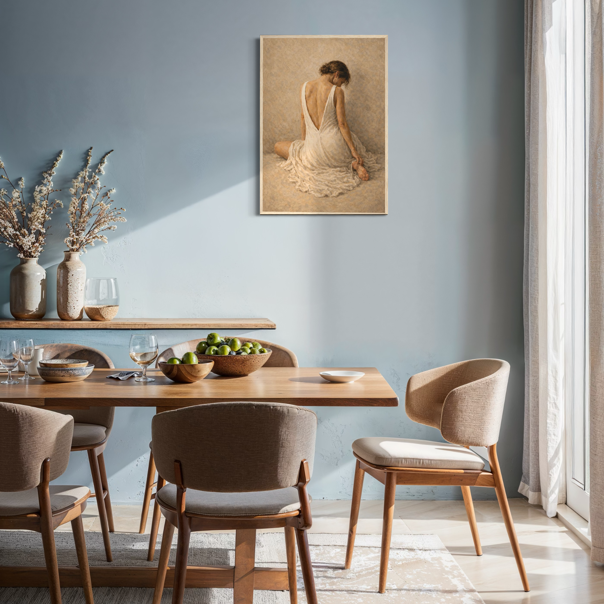Framed art print titled "Stillness, Held II — Resting" by LunarHeartCo featuring calming, abstract imagery in a sleek frame.