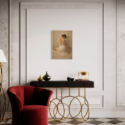 Framed art print titled "Stillness, Held II — Resting" by LunarHeartCo featuring calming abstract design in soft tones.