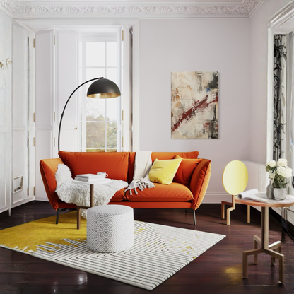 What Remains neutral abstract wall art styled in a bright modern room with natural light.