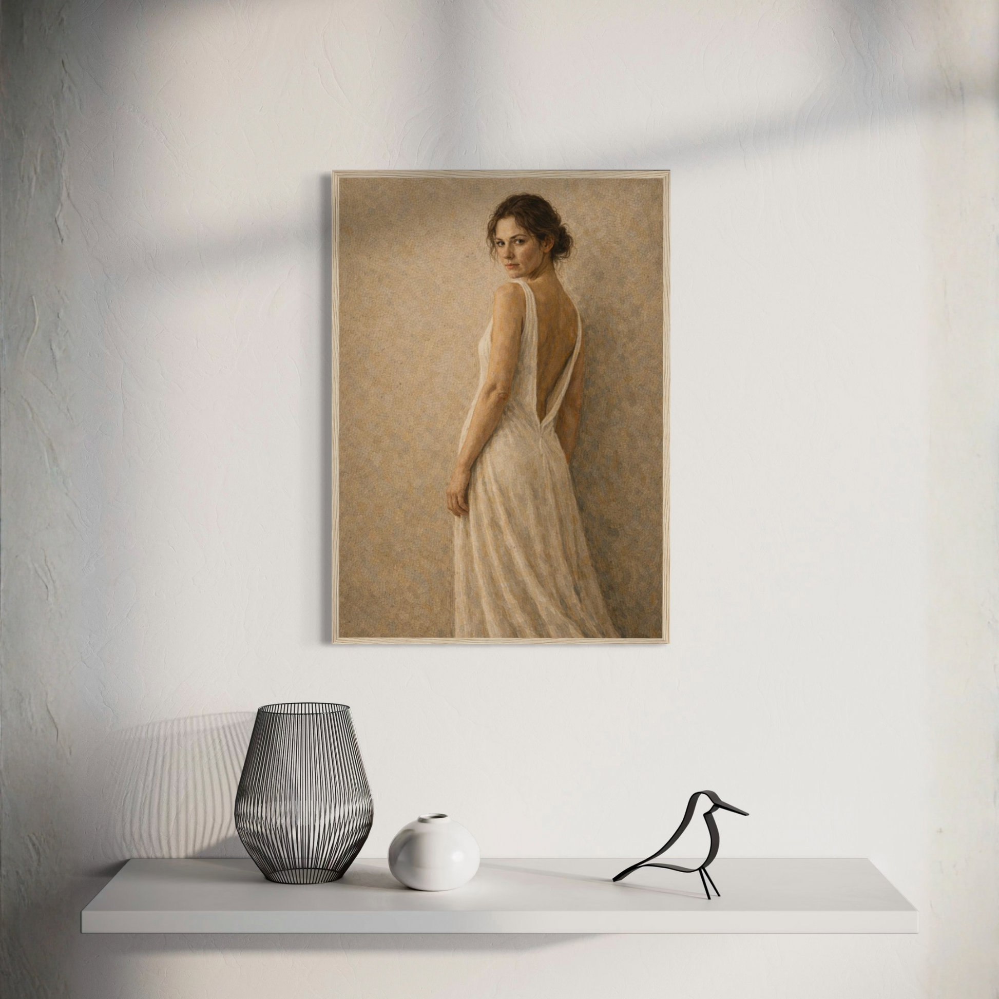 Framed art print titled STILLNESS, HELD III — Turning by LunarHeartCo, featuring abstract, serene design in a sleek frame.