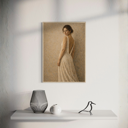 Framed art print titled STILLNESS, HELD III — Turning by LunarHeartCo, featuring abstract, serene design in a sleek frame.