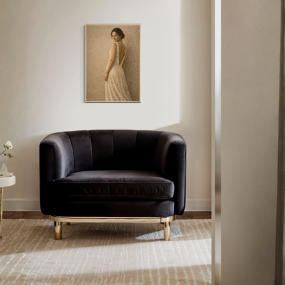 Framed art print titled STILLNESS, HELD III—Turning by LunarHeartCo, featuring abstract, calming artwork in a sleek frame.