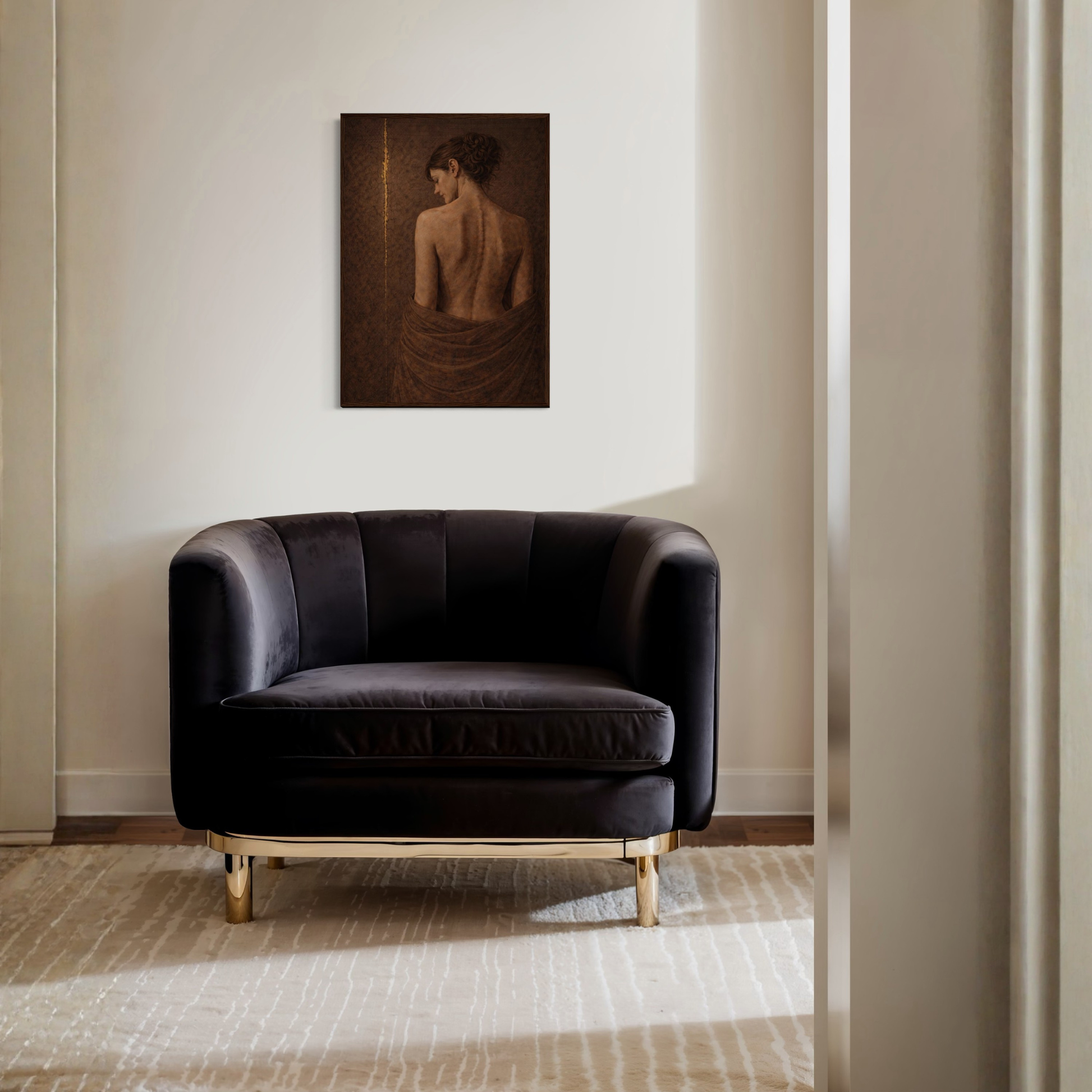 Framed Fault Line II tension art print by LunarHeartCo, featuring abstract geometric shapes in a sleek frame.