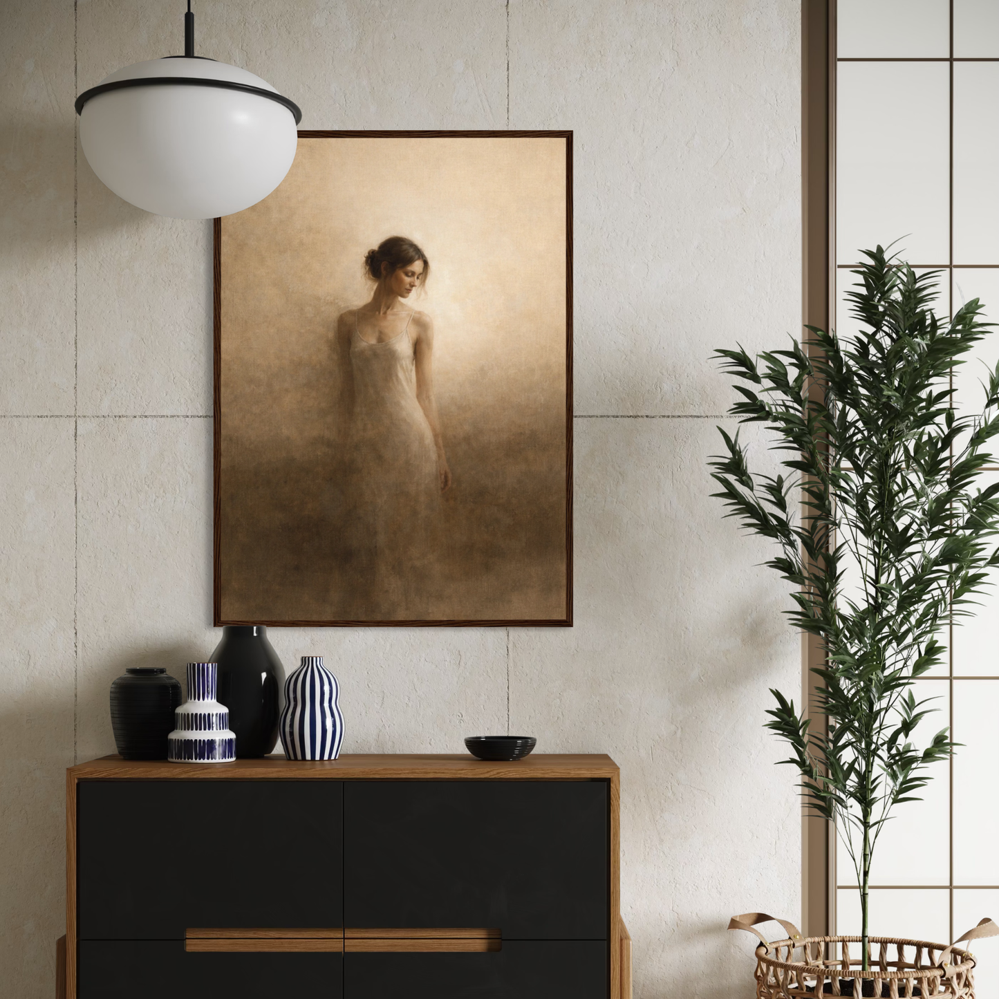 Framed art print "Threshold I — Aperture" by LunarHeartCo featuring abstract geometric shapes in a sleek frame.