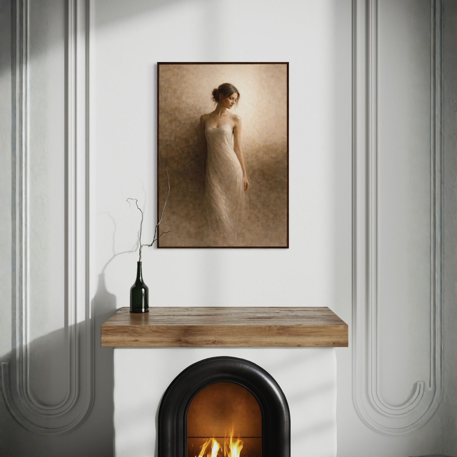 Framed art print titled "Threshold II — Passage" by LunarHeartCo, featuring abstract, colorful geometric shapes on a white background.