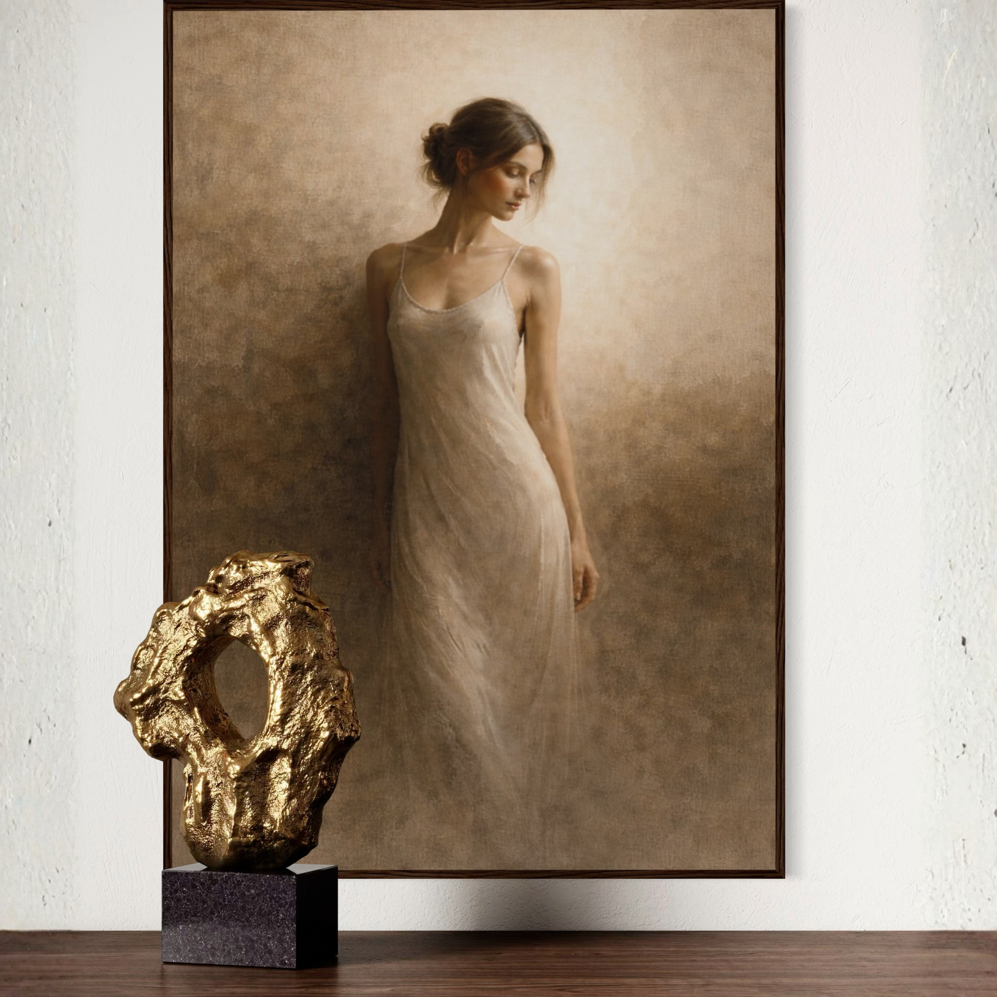 Framed art poster titled "Threshold II — Passage" by LunarHeartCo featuring abstract geometric design in a sleek frame.