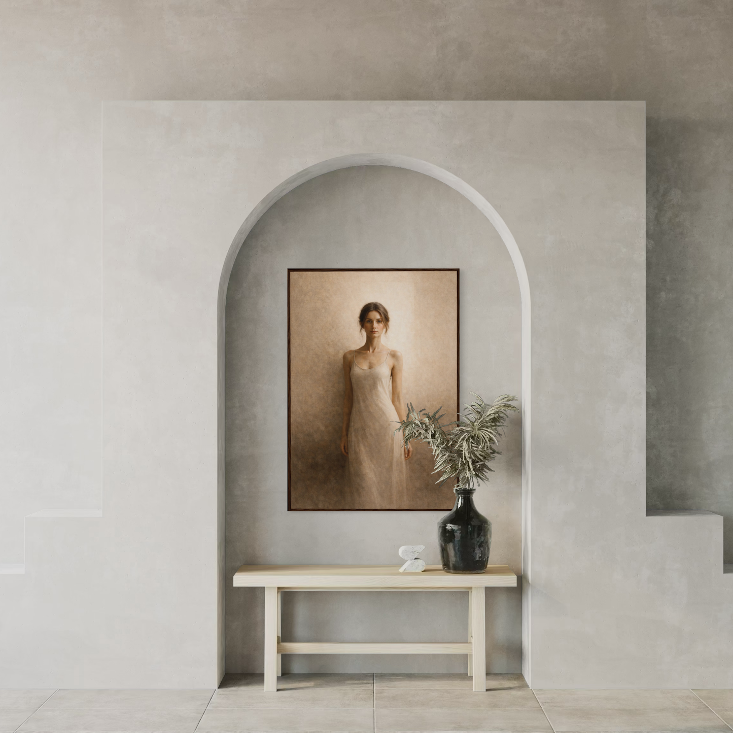 Framed art print "Threshold III — Arrival" by LunarHeartCo featuring abstract, colorful design in a sleek frame.