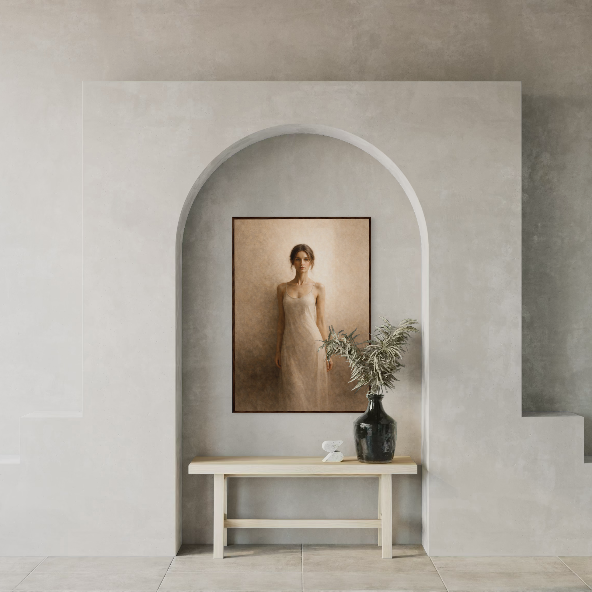 Framed art print "Threshold III — Arrival" by LunarHeartCo featuring abstract, colorful design in a sleek frame.
