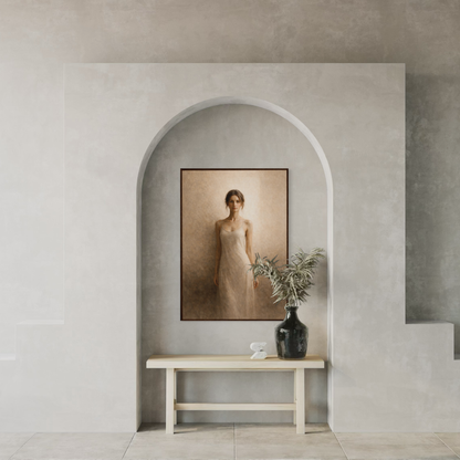 Framed art print "Threshold III — Arrival" by LunarHeartCo featuring abstract, colorful design in a sleek frame.