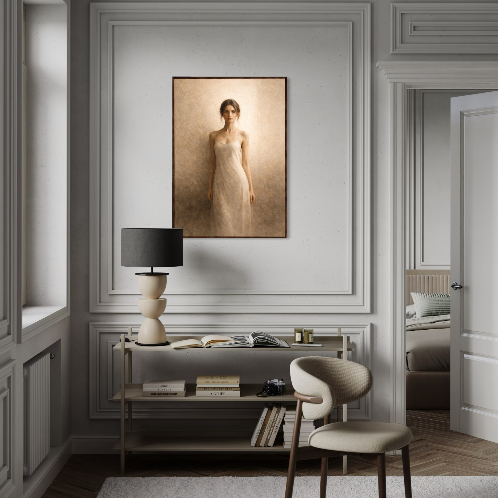LunarHeartCo Threshold III Arrival framed art print featuring abstract design in a sleek frame.