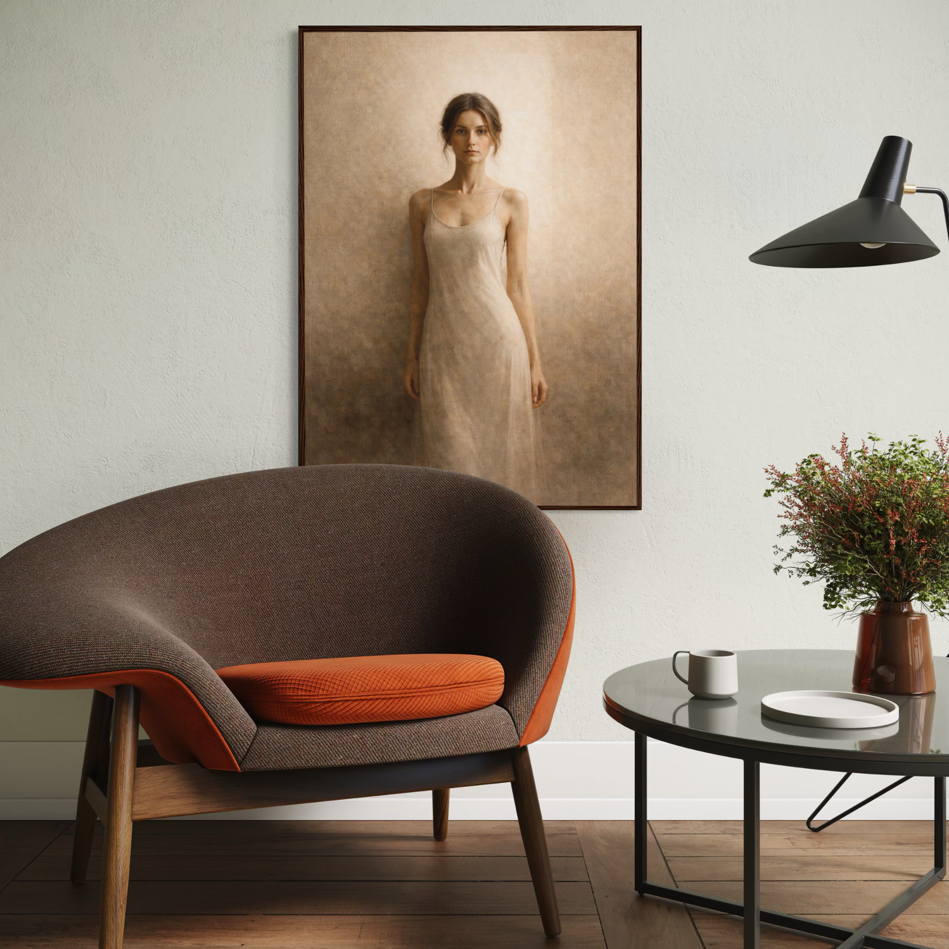 Framed art print titled "Arrival" by LunarHeartCo, featuring celestial-inspired abstract artwork in a sleek frame.