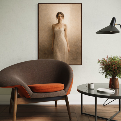 Framed art print titled "Arrival" by LunarHeartCo, featuring celestial-inspired abstract artwork in a sleek frame.