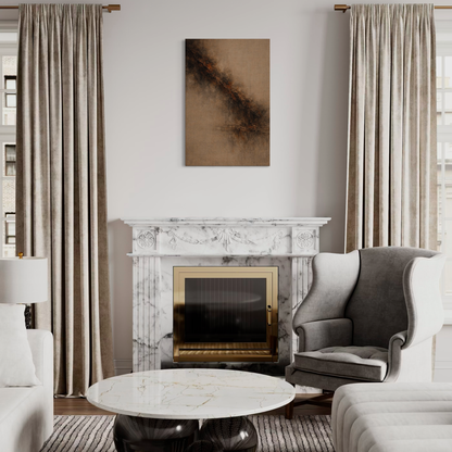 LunarHeartCo STRATA II diagonal shear canvas art with abstract geometric design on textured surface.
