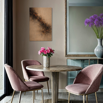 Diagonal shear canvas art piece titled STRATA II by LunarHeartCo featuring abstract layered geometric patterns.