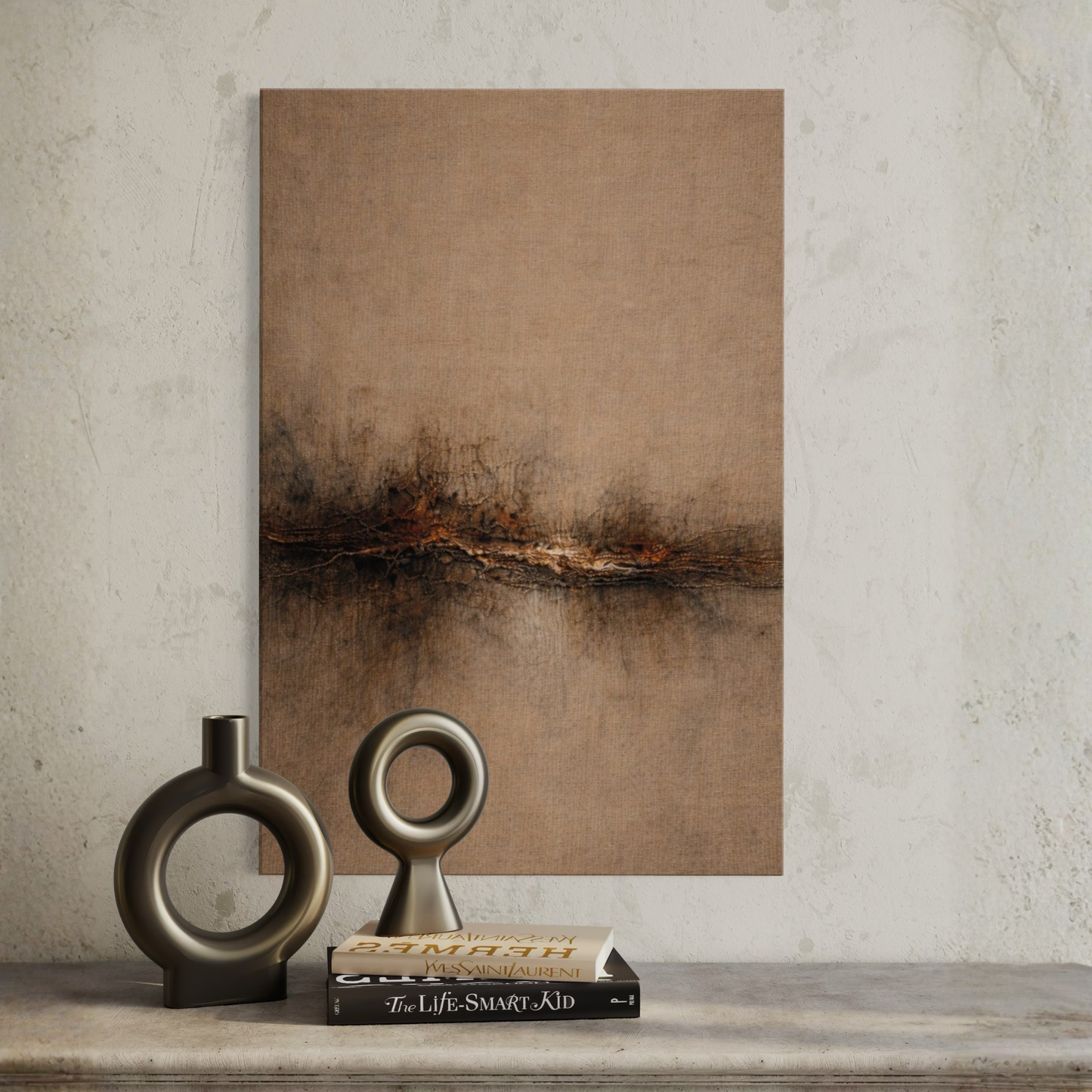 LunarHeartCo Horizon Fracture canvas art from the STRATA III collection, featuring abstract geometric design on textured canvas.