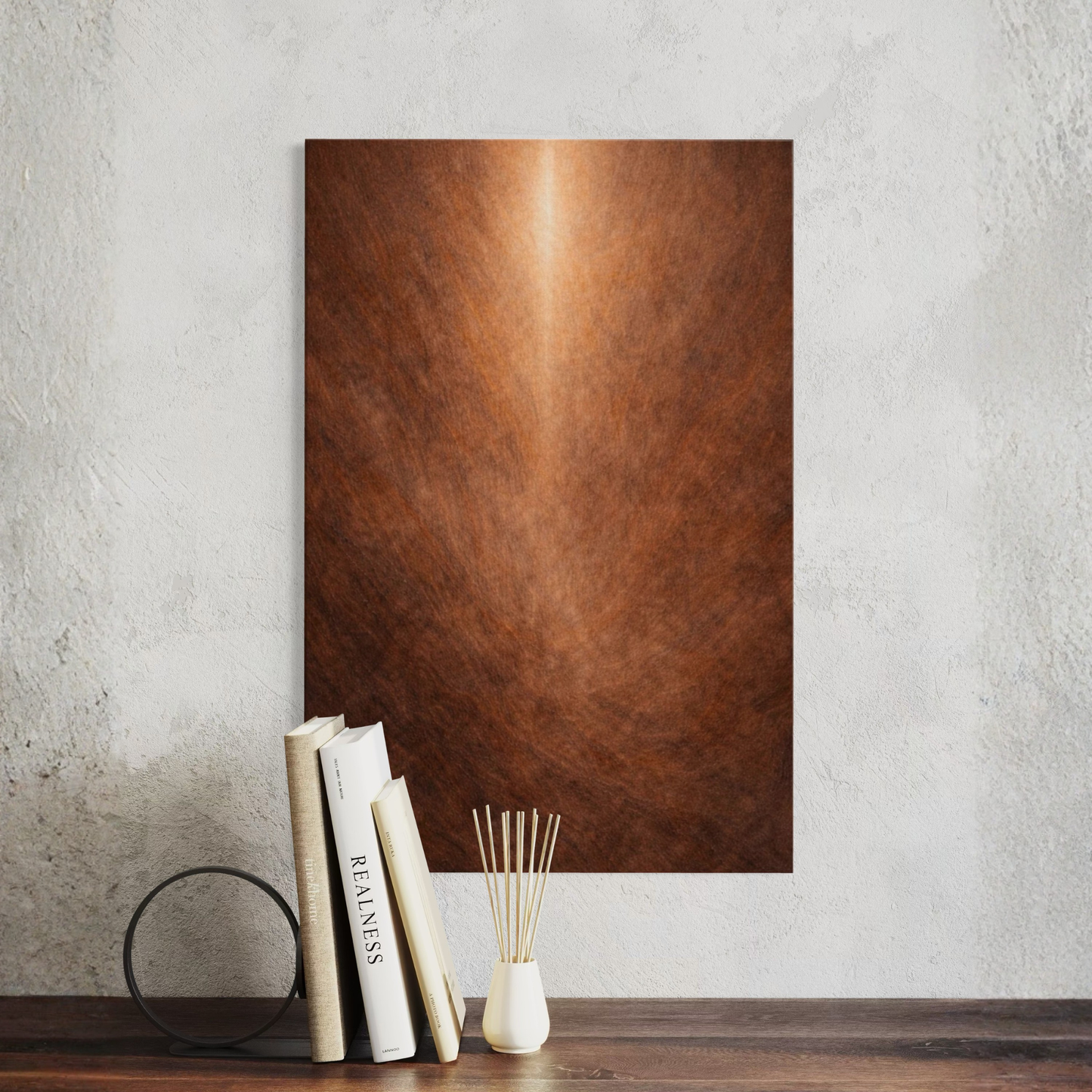 LunarHeartCo SEAM I vertical convergence canvas art with abstract geometric design in shades of gray and white.