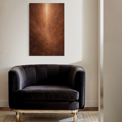 LunarHeartCo SEAM I vertical convergence canvas art with abstract geometric design in soft neutral tones.