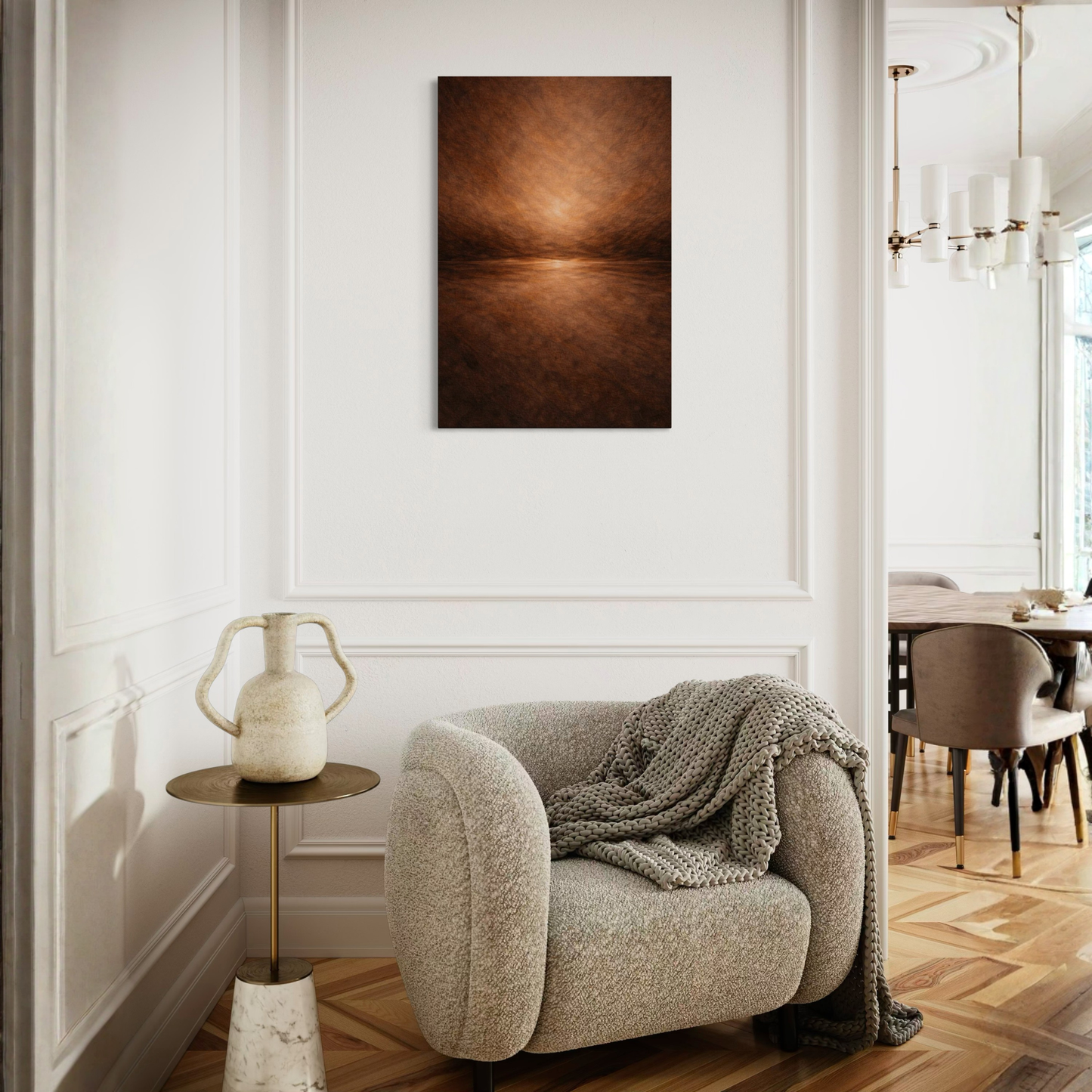 Horizontal canvas art print featuring abstract design in muted tones, by LunarHeartCo's SEAM II collection.