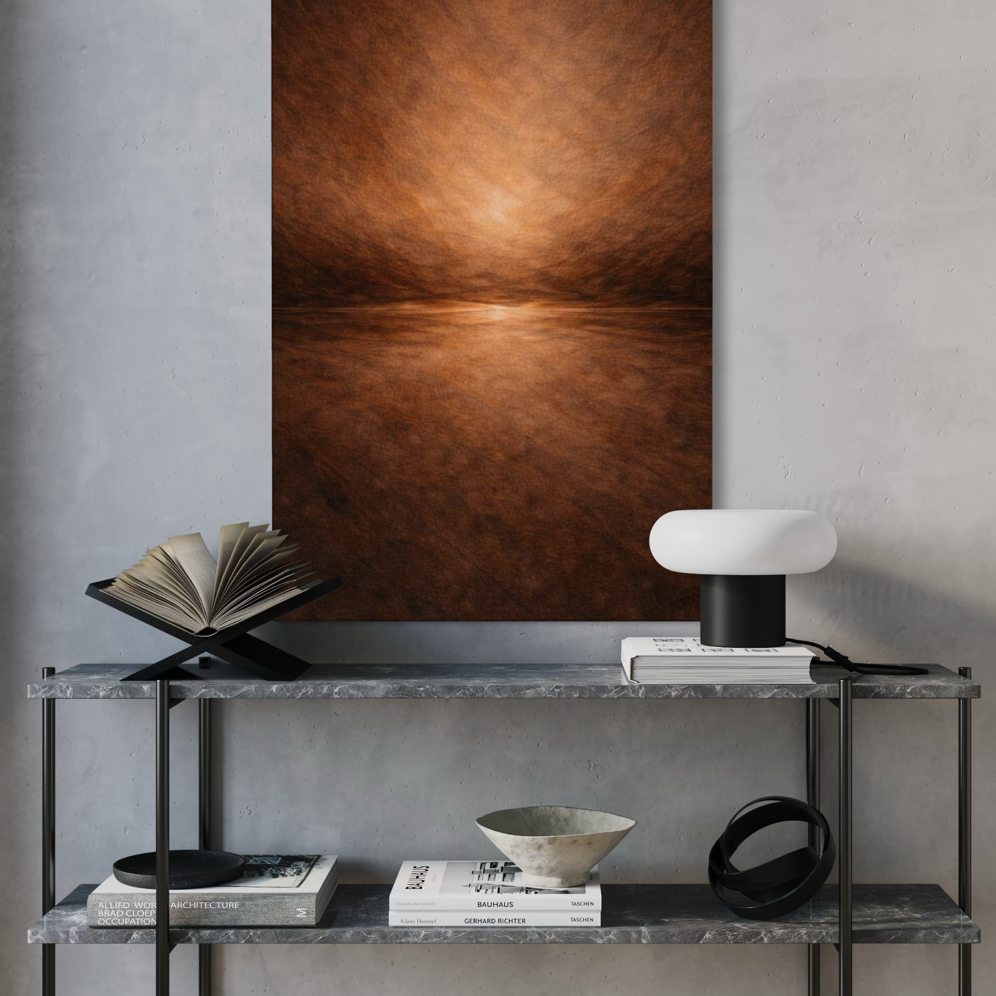 LunarHeartCo SEAM II horizontal canvas art featuring abstract, textured design in muted tones for modern wall decor.