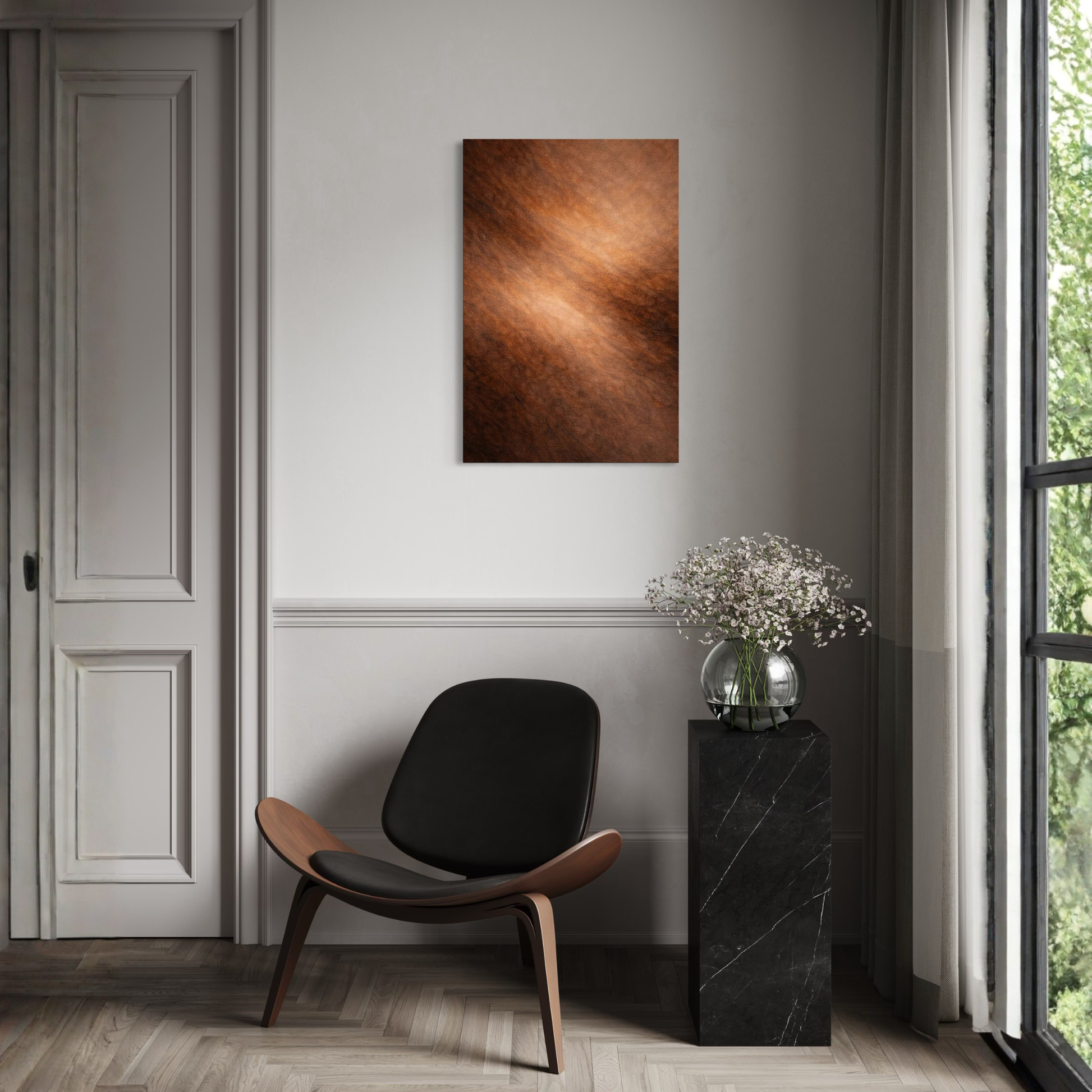 Diagonal drift canvas art by LunarHeartCo, featuring abstract geometric design in vibrant colors on a textured surface.