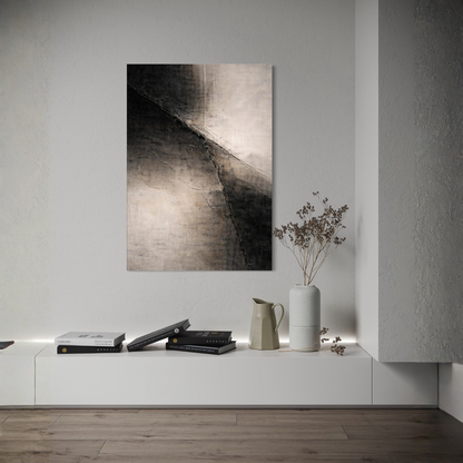 Diagonal displacement canvas art piece from LunarHeartCo's Divide II series featuring abstract geometric design on canvas.