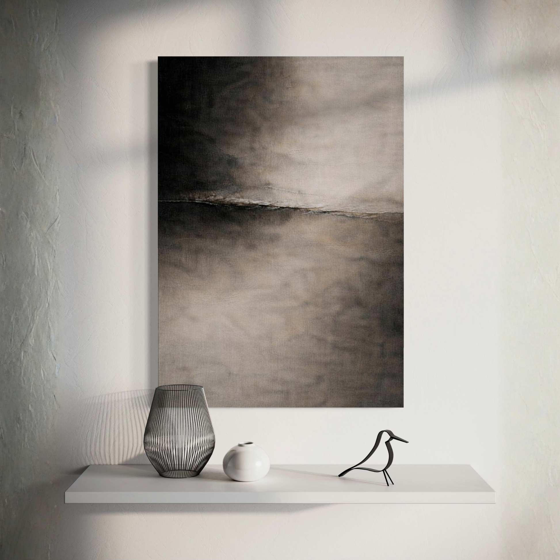 Horizontal convergence canvas art piece titled DIVIDE III by LunarHeartCo featuring abstract geometric design on canvas.