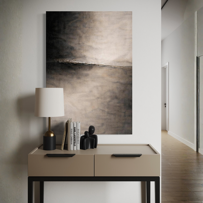 Horizontal convergence canvas art by LunarHeartCo, abstract design with vibrant colors on a textured surface.