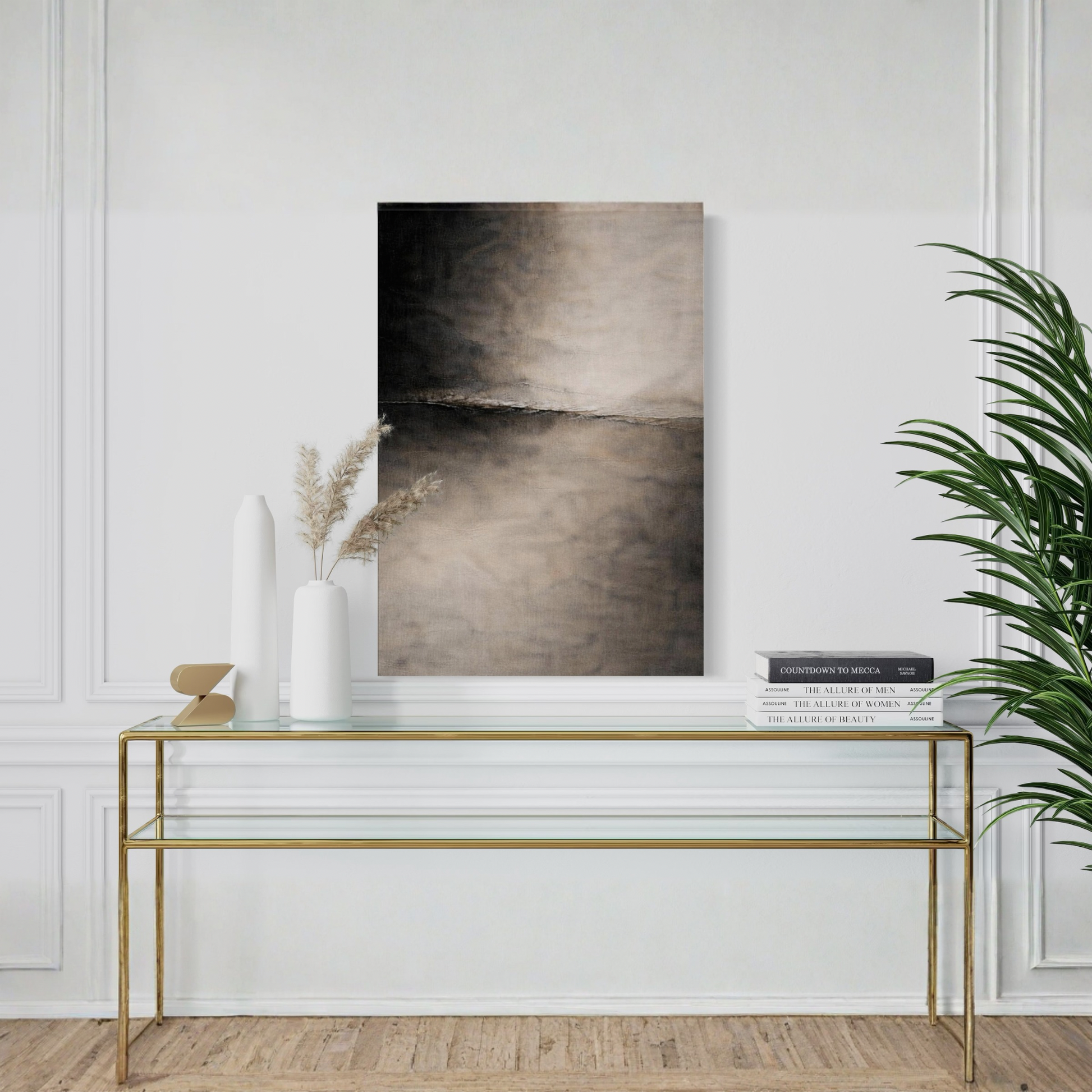Horizontal convergence canvas art piece titled DIVIDE III by LunarHeartCo, featuring abstract geometric design on canvas.