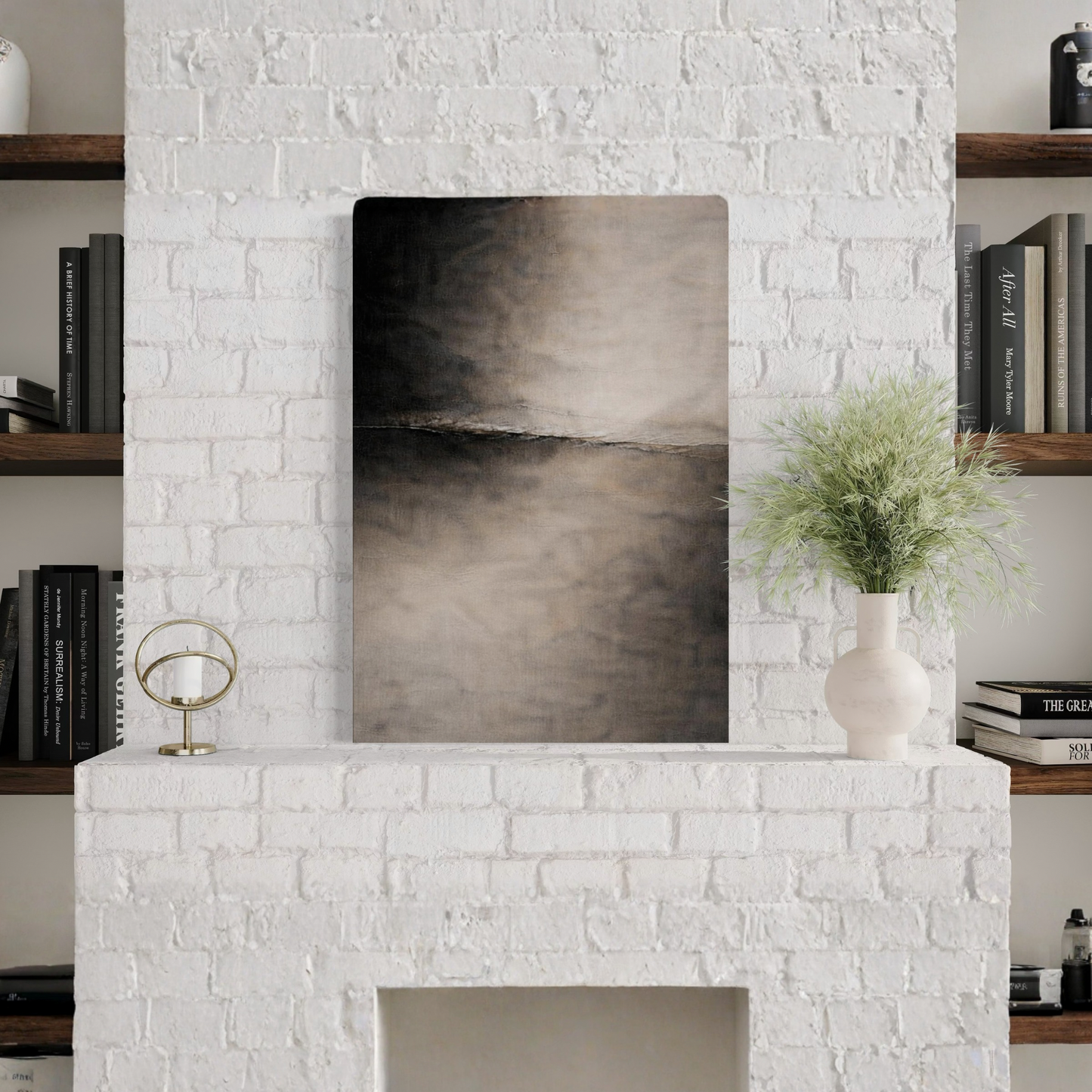 Horizontal convergence canvas art from LunarHeartCo's Divide III collection, featuring abstract geometric design on a textured surface.