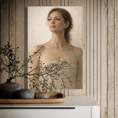 Vertical figurative canvas art by LunarHeartCo, featuring abstract human figures on a textured canvas.