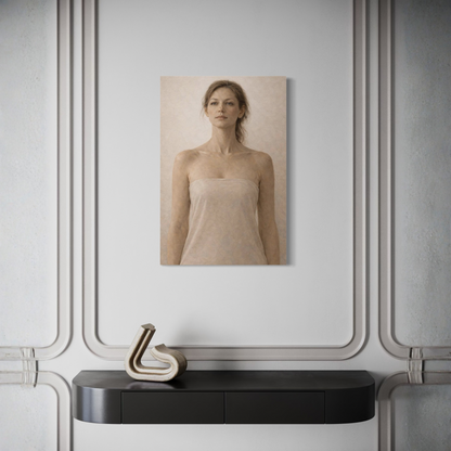 Vertical canvas art titled ASCENT II by LunarHeartCo featuring abstract figurative design on a textured canvas.
