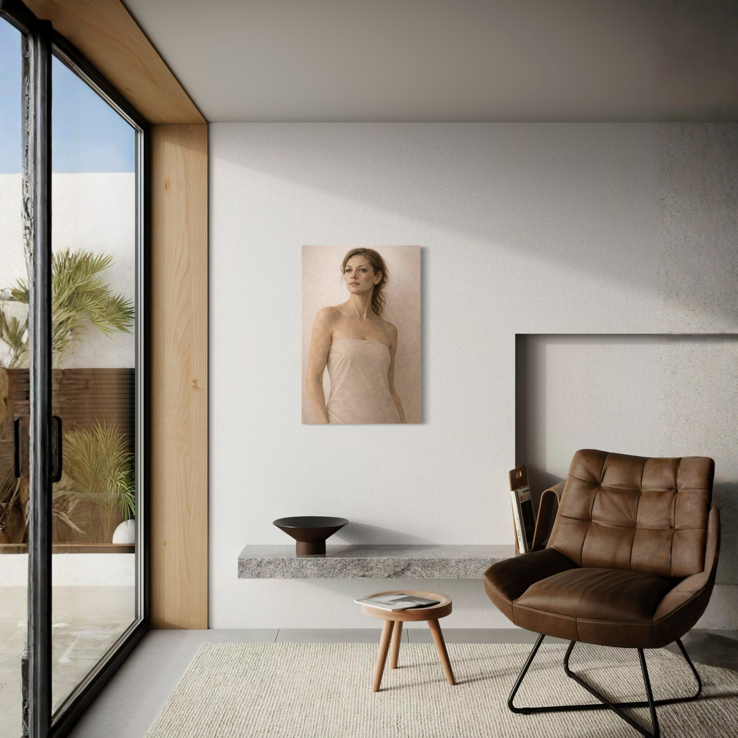 Vertical composition of ASCENT III figurative canvas art by LunarHeartCo, featuring abstract human figures on a textured canvas.