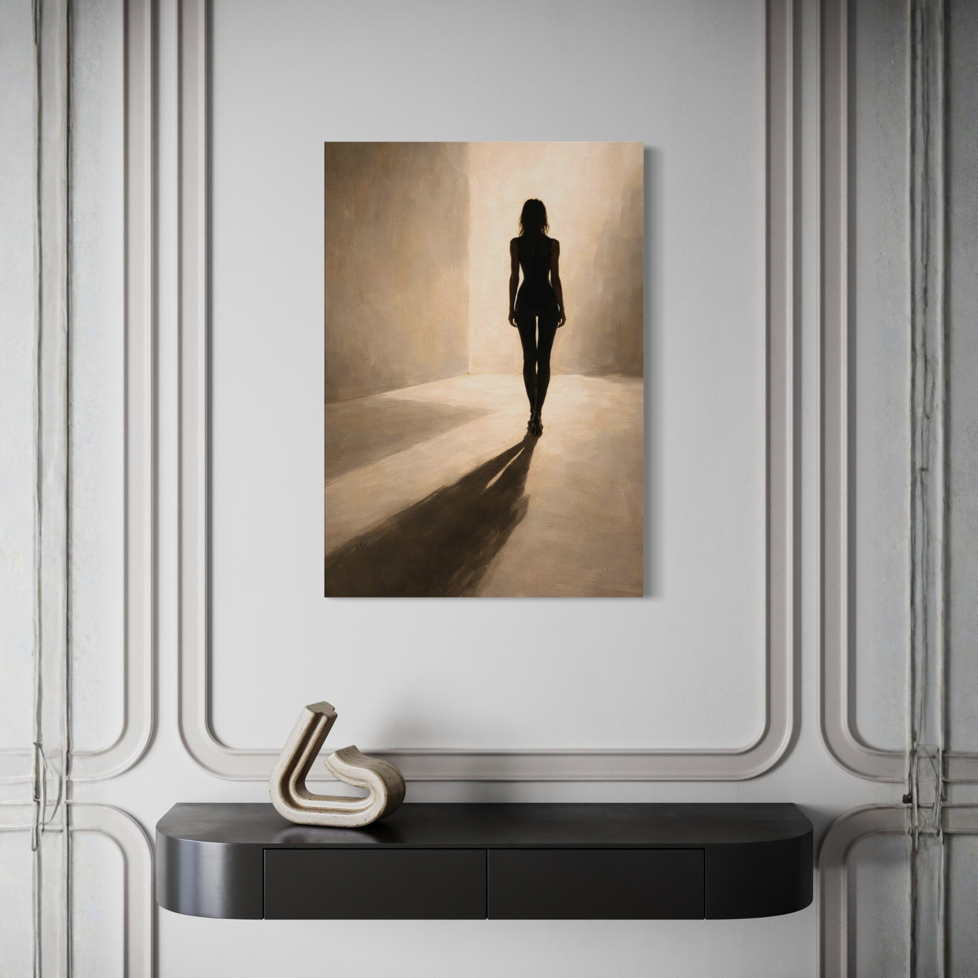 Soft convergence canvas art featuring abstract light patterns by LunarHeartCo, ideal for modern interior decor.