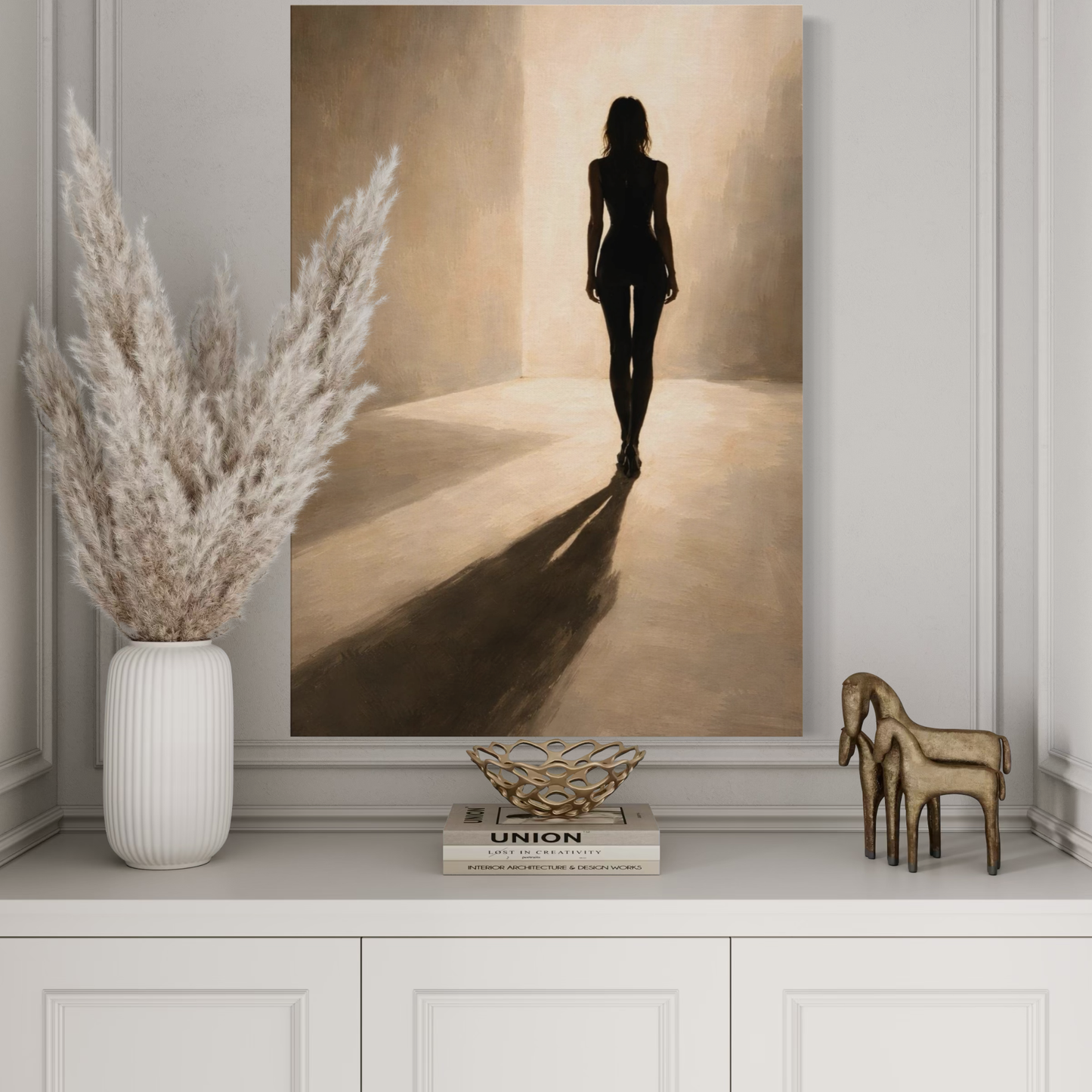 Soft convergence canvas art by LunarHeartCo featuring abstract light studies on a textured canvas background.