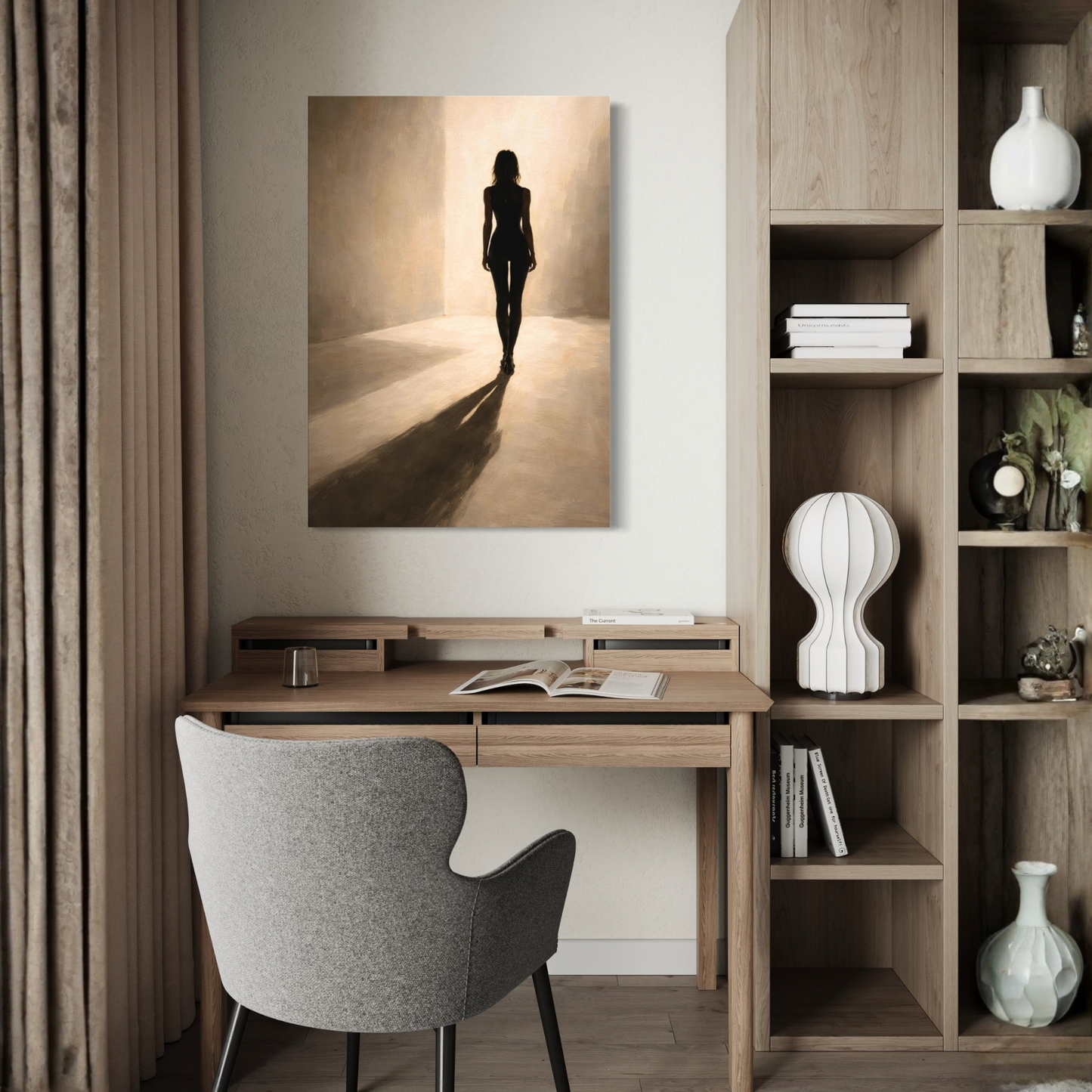 LunarHeartCo Light Study I canvas art featuring soft convergence with abstract light and color blending on a textured canvas background.