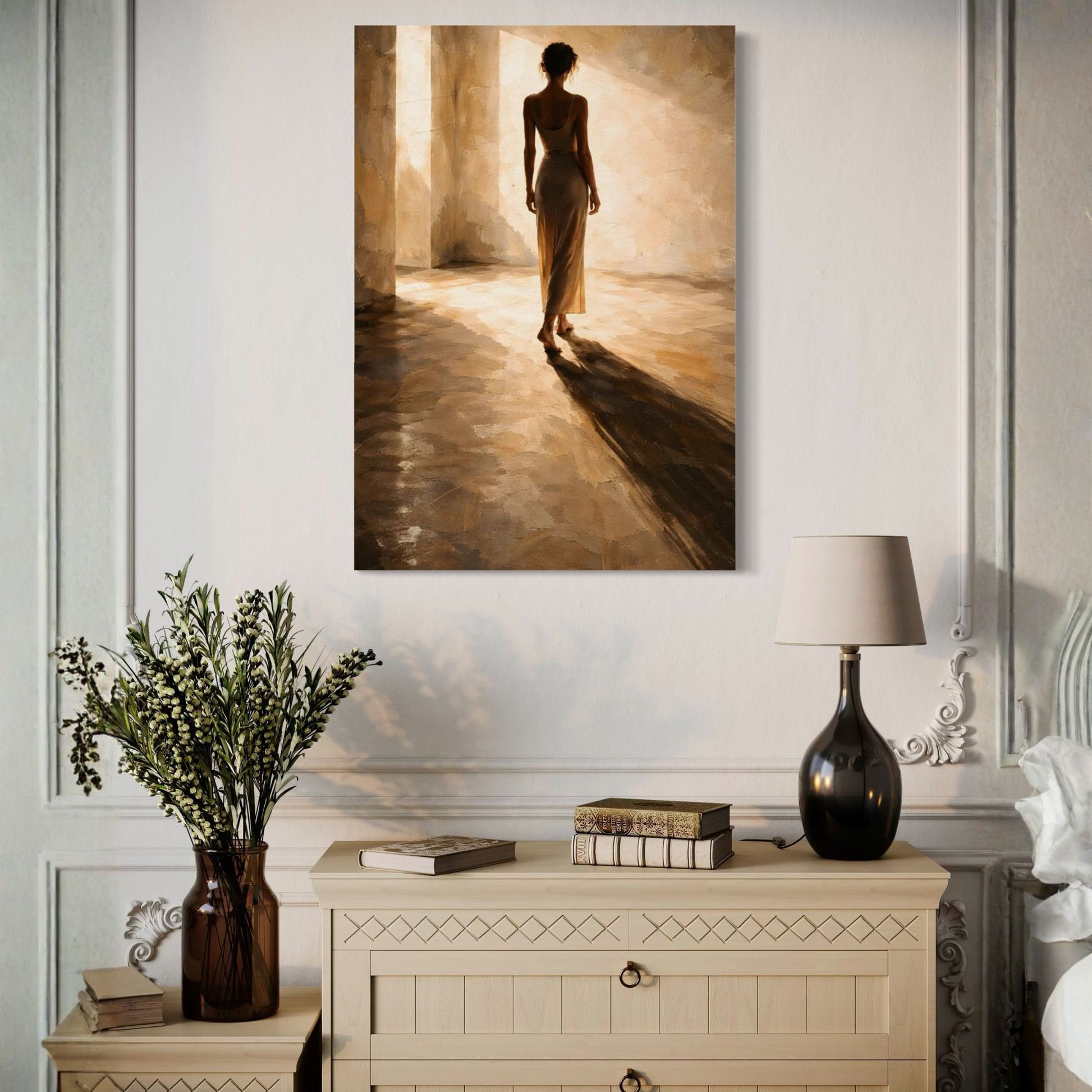 LunarHeartCo LIGHT STUDY II Passage of Light canvas art featuring abstract light patterns on a textured canvas surface.