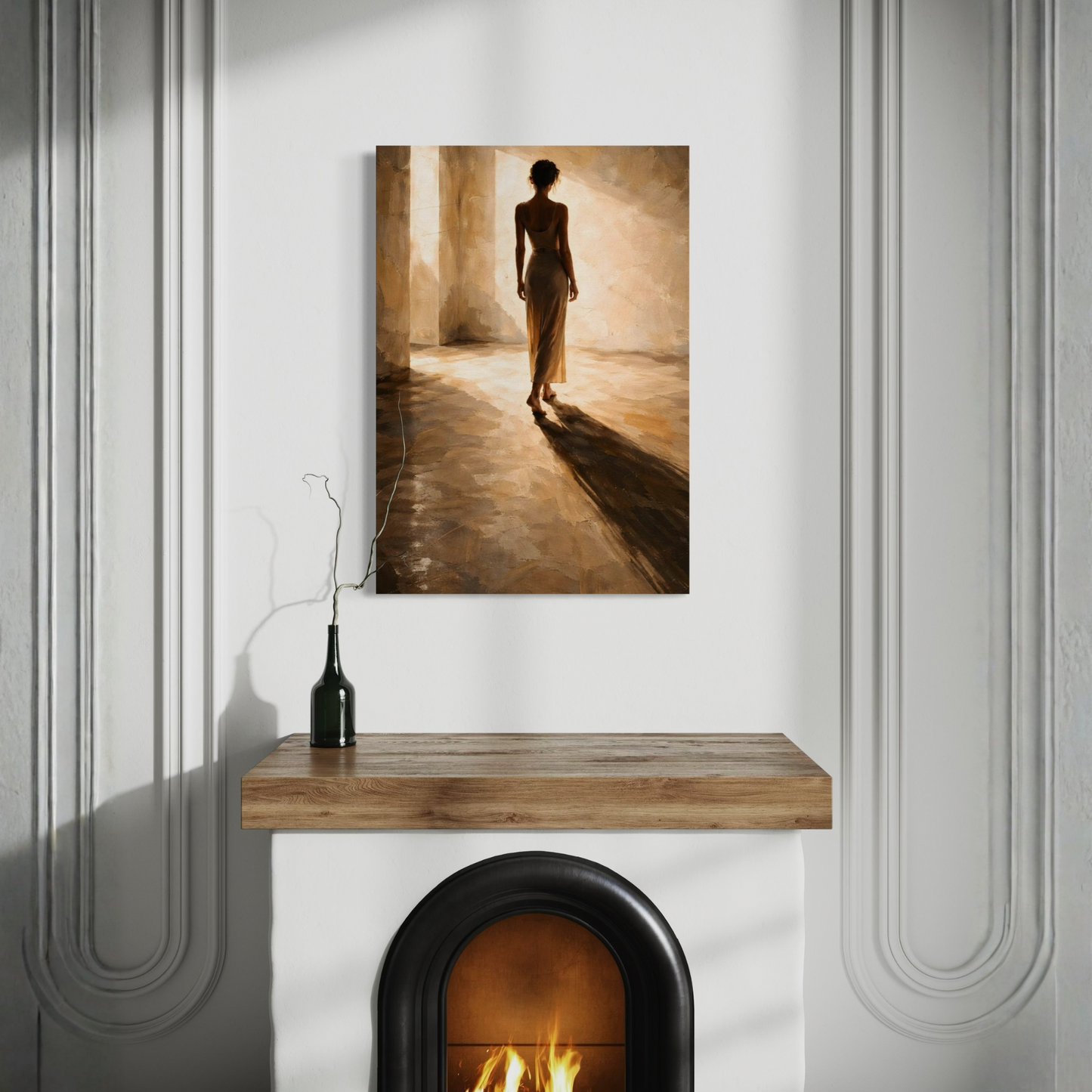 LunarHeartCo LIGHT STUDY II Passage of Light canvas art featuring abstract light and shadow patterns on textured canvas.