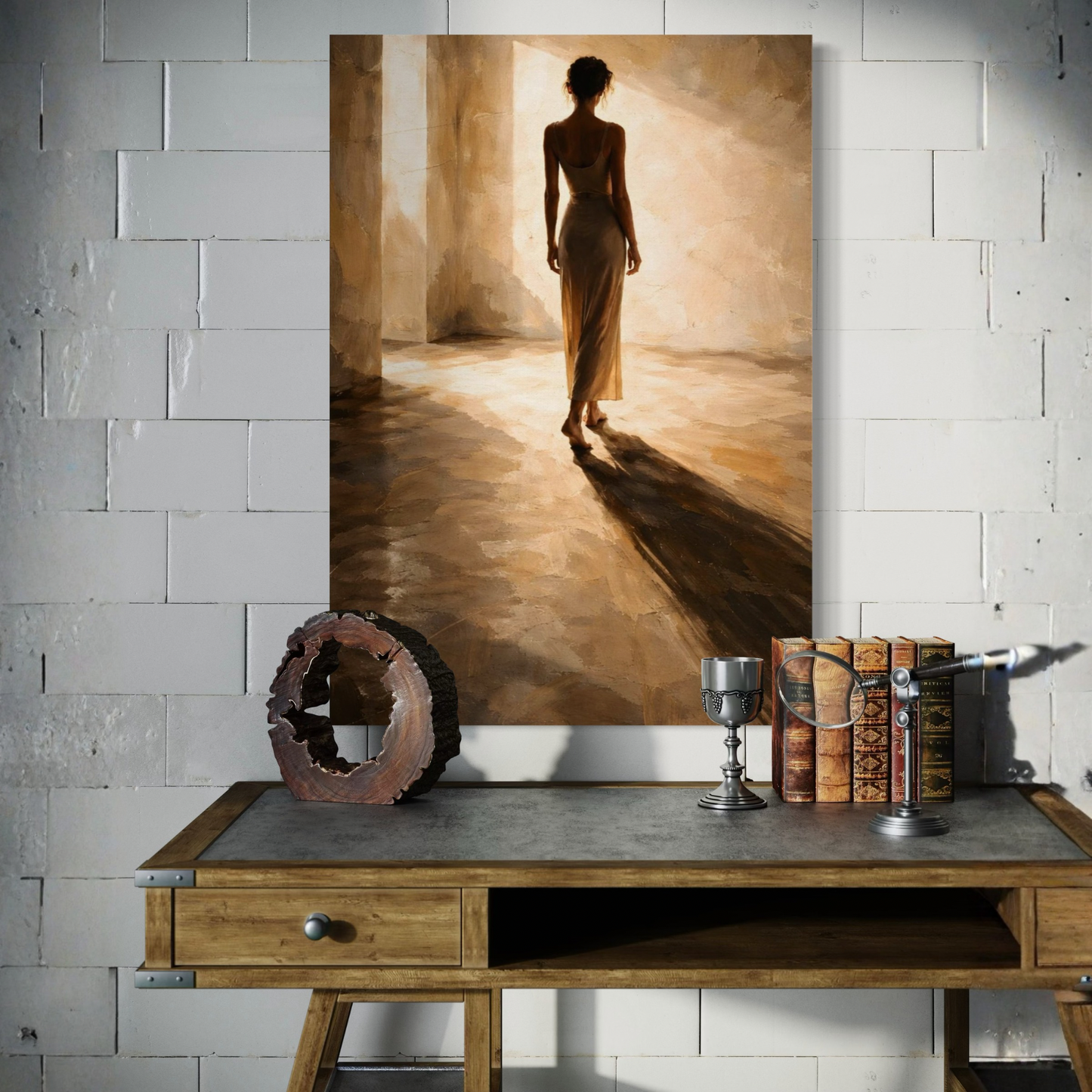 LunarHeartCo LIGHT STUDY II canvas art featuring a luminous passage of light in abstract design on textured canvas
