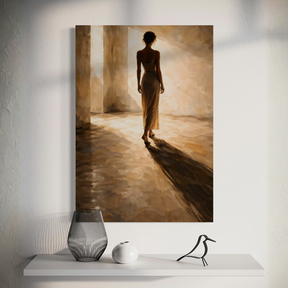 LunarHeartCo Light Study II canvas art depicting abstract light and shadow patterns on textured canvas.